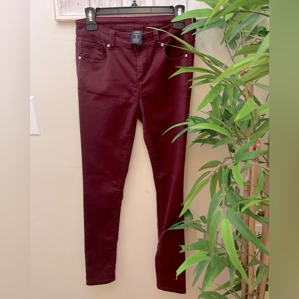 Women’s Denim Couture Burgundy Skinny Jeans, Size 26